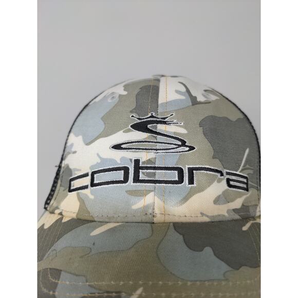 Cobra Slideback Meshback Camo Hat Gray Brown Embroidered Logo Spell Out - Picture 4 of 11